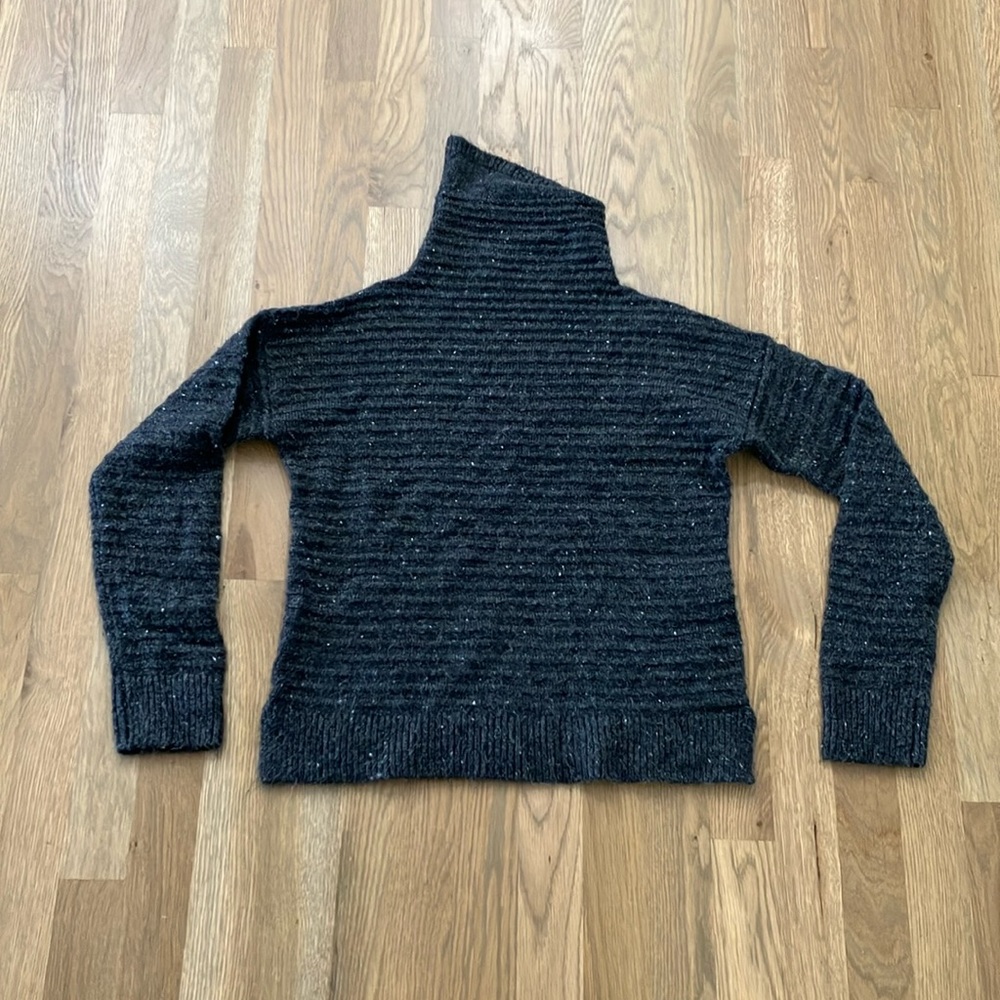 Madewell Women’s Gray Ribbed Donegal Belmont Wool Blend Turtleneck Sweater Top